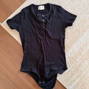 Loulou Studio Black Ribbed Bodysuit